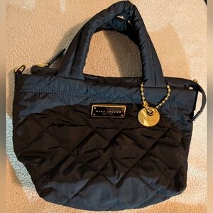 Marc Jacobs Quilted Mini Nylon Tote Black with Gold Chain. COA  Excellent